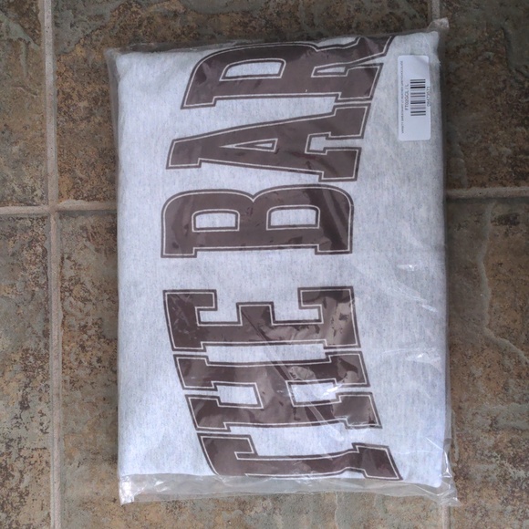 New The Bar Varsity Sweatshirt, Light Heather Grey/Chocolate. - Picture 8 of 8